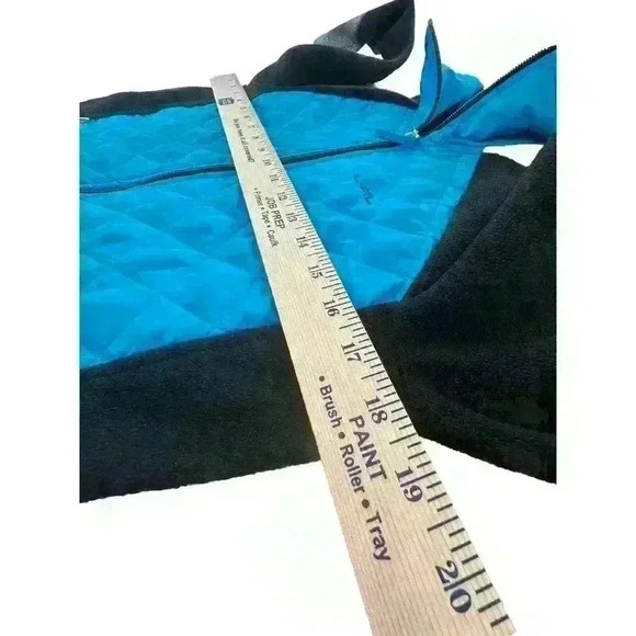 LRL Ralph Lauren Womens Petite S Blue Quilted & Black Polar Fleece Zip Up Jacket - Picture 6 of 9